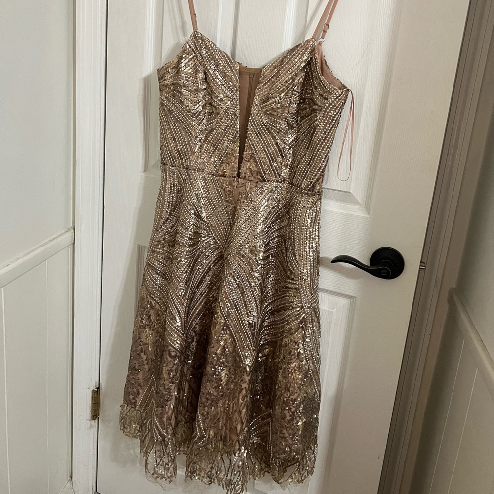 Gold dress for population midi dress